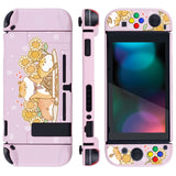 eXtremeRate PlayVital Hamster & Sunflower Back Cover for NS Switch Console, NS Joycon Handheld Controller Separable Protector Hard Shell, Dockable Protective Case with Colorful ABXY Direction Button Caps - NTT106