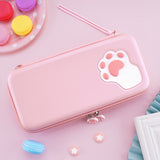 PlayVital Pink Cute Switch Carrying Case, Cat Paw Switch Hard Portable Pouch, Soft Velvet Lining Switch Storage Bag, Travel Case for Nintendo Switch OLED w/Thumb Grips Game Cards Slots & Inner Pocket - NTW001