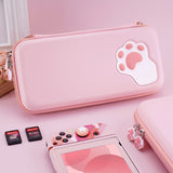 PlayVital Pink Cute Switch Carrying Case, Cat Paw Switch Hard Portable Pouch, Soft Velvet Lining Switch Storage Bag, Travel Case for Nintendo Switch OLED w/Thumb Grips Game Cards Slots & Inner Pocket - NTW001