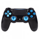 eXtremeRate Metal Blue Repair ThumbSticks Action Buttons Dpad for PS4 Pro Slim Controller -P4AJ0009GC