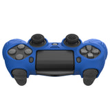 PlayVital Guardian Edition Blue Ergonomic Soft Anti-Slip Controller Silicone Case Cover for PS4, Rubber Protector Skins with black Joystick Caps for PS4 Slim PS4 Pro Controller - P4CC0064