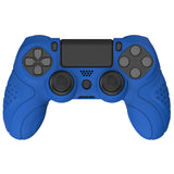 PlayVital Guardian Edition Blue Ergonomic Soft Anti-Slip Controller Silicone Case Cover for PS4, Rubber Protector Skins with black Joystick Caps for PS4 Slim PS4 Pro Controller - P4CC0064