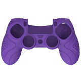 PlayVital Guardian Edition Purple Ergonomic Soft Anti-Slip Controller Silicone Case Cover for PS4, Rubber Protector Skins with black Joystick Caps for PS4 Slim PS4 Pro Controller - P4CC0065