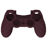 PlayVital Guardian Edition Wine Red Ergonomic Soft Anti-Slip Controller Silicone Case Cover for PS4, Rubber Protector Skins with black Joystick Caps for PS4 Slim PS4 Pro Controller - P4CC0066