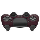 PlayVital Guardian Edition Wine Red Ergonomic Soft Anti-Slip Controller Silicone Case Cover for PS4, Rubber Protector Skins with black Joystick Caps for PS4 Slim PS4 Pro Controller - P4CC0066