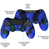 PlayVital Guardian Edition Blue & Black Ergonomic Soft Anti-Slip Controller Silicone Case Cover for PS4, Rubber Protector Skins with black Joystick Caps for PS4 Slim PS4 Pro Controller - P4CC0070