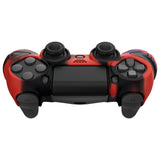 PlayVital Guardian Edition Red & Black Ergonomic Soft Anti-Slip Controller Silicone Case Cover for PS4, Rubber Protector Skins with black Joystick Caps for PS4 Slim PS4 Pro Controller - P4CC0071