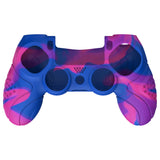 PlayVital Guardian Edition Pink & Purple & Blue Ergonomic Soft Anti-Slip Controller Silicone Case Cover for PS4, Rubber Protector Skins with black Joystick Caps for PS4 Slim PS4 Pro Controller - P4CC0072