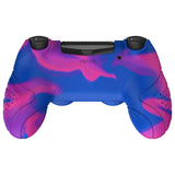 PlayVital Guardian Edition Pink & Purple & Blue Ergonomic Soft Anti-Slip Controller Silicone Case Cover for PS4, Rubber Protector Skins with black Joystick Caps for PS4 Slim PS4 Pro Controller - P4CC0072