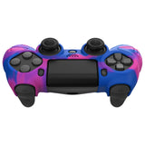 PlayVital Guardian Edition Pink & Purple & Blue Ergonomic Soft Anti-Slip Controller Silicone Case Cover for PS4, Rubber Protector Skins with black Joystick Caps for PS4 Slim PS4 Pro Controller - P4CC0072