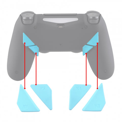 eXtremeRate Soft Touch Heaven Blue Replacement Redesigned Back Buttons K1 K2 K3 K4 Paddles for PS4 Controller Dawn Remap Kit - P4GZ027