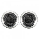 eXtremeRate Replacement Chrome Silver Buttom Black Rubber Thumbsticks For PS4 Controller - P4J0120