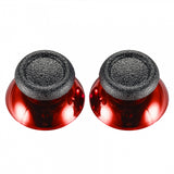 eXtremeRate Replacement Chrome Red Buttom Black Rubber Thumbsticks For PS4 Controller - P4J0121