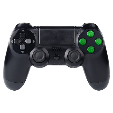 eXtremeRate Transparent Green Action Buttons Repair for PS4 Controller-P4J0212