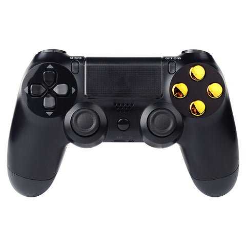 eXtremeRate Chrome Gold Action Buttons Repair for PS4 Controller-P4J0217