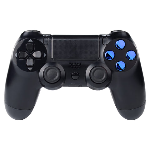 eXtremeRate Chrome Blue Action Buttons Repair for PS4 Controller-P4J0220