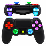 eXtremeRate Multi-Colors Luminated D-pad L1 R1 R2 L2 Trigger Thumbsticks Home Face Buttons DTFS (DTF 2.0) LED Kit for PS4 CUH-ZCT2 Controller - 10 Colors Modes 7 Areas DIY Option Button Control - P4LED01