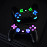 eXtremeRate Multi-Colors Luminated D-pad L1 R1 R2 L2 Trigger Thumbsticks Home Face Buttons DTFS (DTF 2.0) LED Kit for PS4 CUH-ZCT2 Controller - 10 Colors Modes 7 Areas DIY Option Button Control - P4LED01