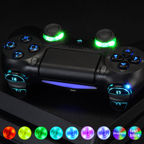 eXtremeRate Multi-Colors Luminated D-pad Thumbstick L1 R1 R2 L2 Home Face Buttons DTFS (DTF 2.0) LED Kit for PS4 CUH-ZCT2 Controller with Classical Symbols Buttons - 10 Colors Modes 7 Areas DIY Option - P4LED02