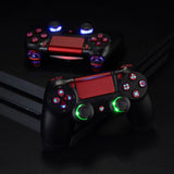 eXtremeRate Multi-Colors Luminated D-pad Thumbstick Trigger Home Face Buttons, Scarlet Red Classical Symbols Buttons DTFS (DTF 2.0) LED Kit for PS4 Slim PS4 Pro Controller - Controller NOT Included - P4LED05