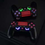 eXtremeRate Multi-Colors Luminated D-pad Thumbstick Trigger Home Face Buttons, Scarlet Red Classical Symbols Buttons DTFS (DTF 2.0) LED Kit for PS4 Slim PS4 Pro Controller - Controller NOT Included - P4LED05