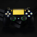 eXtremeRate Multi-Colors Luminated D-pad Thumbstick Trigger Home Face Buttons, Chrome Gold Classical Symbols Buttons DTFS (DTF 2.0) LED Kit for PS4 Slim PS4 Pro Controller - Controller NOT Included - P4LED06