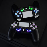 eXtremeRate Multi-Colors Luminated D-pad Thumbstick Trigger Home Face Buttons, White Classical Symbols Button DTFS (DTF 2.0) LED Kit for PS4 Slim PS4 Pro Controller - Controller NOT Included - P4LED07