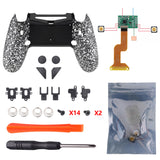 eXtremeRate Textured White Dawn 2.0 FlashShot Trigger Stop Remap Kit for PS4 CUH-ZCT2 Controller, Part & Back Shell & 2 Back Buttons & 2 Trigger Lock for PS4 Controller JDM 040/050/055 - P4QS002