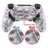 eXtremeRate 100$ Cash Money Dollar Patterned Dawn Remappable Remap Kit with Redesigned Back Shell & 4 Back Buttons for PS4 Controller JDM 040/050/055 - P4RM001