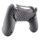 eXtremeRate Black Silver Carbon Fiber Patterned Dawn Remappable Remap Kit with Redesigned Back Shell & 4 Back Buttons for PS4 Controller JDM 040/050/055 - P4RM003