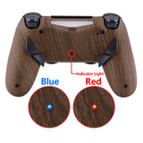 eXtremeRate Wood Grain Patterned Dawn Remappable Remap Kit with Redesigned Back Shell & 4 Back Buttons for PS4 Controller JDM 040/050/055 - P4RM004