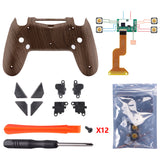 eXtremeRate Wood Grain Patterned Dawn Remappable Remap Kit with Redesigned Back Shell & 4 Back Buttons for PS4 Controller JDM 040/050/055 - P4RM004