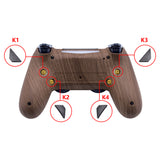 eXtremeRate Wood Grain Patterned Dawn Remappable Remap Kit with Redesigned Back Shell & 4 Back Buttons for PS4 Controller JDM 040/050/055 - P4RM004