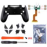 eXtremeRate Textured Black Dawn Remappable Remap Kit with Redesigned Back Shell & 4 Back Buttons for PS4 Controller JDM 040/050/055 - P4RM006