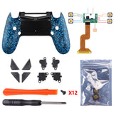 eXtremeRate Textured Blue Dawn Remappable Remap Kit with Redesigned Back Shell & 4 Back Buttons for PS4 Controller JDM 040/050/055 - P4RM008