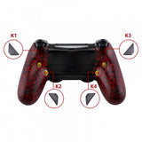 eXtremeRate Textured Red Dawn Remappable Remap Kit with Redesigned Back Shell & 4 Back Buttons for PS4 Controller JDM 040/050/055 - P4RM009