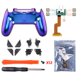 eXtremeRate Chameleon Purple Blue Dawn Remappable Remap Kit with Redesigned Back Shell & 4 Back Buttons for PS4 Controller JDM 040/050/055 - P4RM012