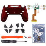 eXtremeRate Soft Touch Red Remappable Remap Kit with Redesigned Back Shell & 4 Back Buttons for PS4 Controller JDM 040/050/055 - P4RM014