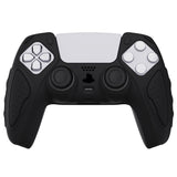 PlayVital Black Knight Edition Anti-Slip Silicone Cover Skin for Playstation 5 Controller, Soft Rubber Case for PS5 Controller with Black Thumb Grip Caps - QSPF001