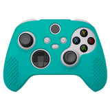 PlayVital Aqua Green 3D Studded Edition Anti-slip Silicone Cover Skin for Xbox Series X Controller, Soft Rubber Case Protector for Xbox Series S Controller with 6 White Thumb Grip Caps - SDX3010