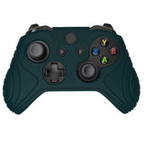 PlayVital Samurai Edition Racing Green Anti-Slip Controller Grip Silicone Skin for Xbox One X/S Controller, Ergonomic Soft Rubber Protective Case Cover for Xbox One S/X Controller with Black Thumb Stick Caps - XOQ037