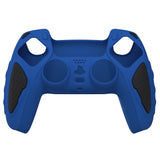 PlayVital Knight Edition Passion Blue & Black Two Tone Anti-Slip Silicone Cover Skin for Playstation 5 Controller, Soft Rubber Case for PS5 Controller with Thumb Grip Caps - QSPF007