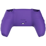 PlayVital Knight Edition Passion Purple & Black Two Tone Anti-Slip Silicone Cover Skin for Playstation 5 Controller, Soft Rubber Case for PS5 Controller with Thumb Grip Caps - QSPF006