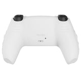 PlayVital Knight Edition White & Black Two Tone Anti-Slip Silicone Cover Skin for Playstation 5 Controller, Soft Rubber Case for PS5 Controller with Thumb Grip Caps - QSPF004