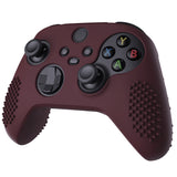 PlayVital Wine Red 3D Studded Edition Anti-slip Silicone Cover Skin for Xbox Series X Controller, Soft Rubber Case Protector for Xbox Series S Controller with 6 Black Thumb Grip Caps - SDX3011