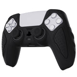 PlayVital Black Knight Edition Anti-Slip Silicone Cover Skin for Playstation 5 Controller, Soft Rubber Case for PS5 Controller with Black Thumb Grip Caps - QSPF001