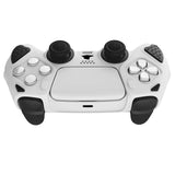 PlayVital Knight Edition White & Black Two Tone Anti-Slip Silicone Cover Skin for Playstation 5 Controller, Soft Rubber Case for PS5 Controller with Thumb Grip Caps - QSPF004