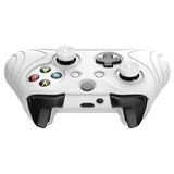 PlayVital Samurai Edition White Anti-Slip Controller Grip Silicone Skin for Xbox One X/S Controller, Ergonomic Soft Rubber Protective Case Cover for Xbox One S/X Controller with White Thumb Stick Caps - XOQ035