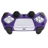 PlayVital Knight Edition Passion Purple & Black Two Tone Anti-Slip Silicone Cover Skin for Playstation 5 Controller, Soft Rubber Case for PS5 Controller with Thumb Grip Caps - QSPF006