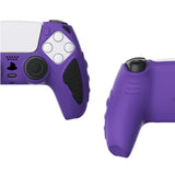 PlayVital Knight Edition Passion Purple & Black Two Tone Anti-Slip Silicone Cover Skin for Playstation 5 Controller, Soft Rubber Case for PS5 Controller with Thumb Grip Caps - QSPF006